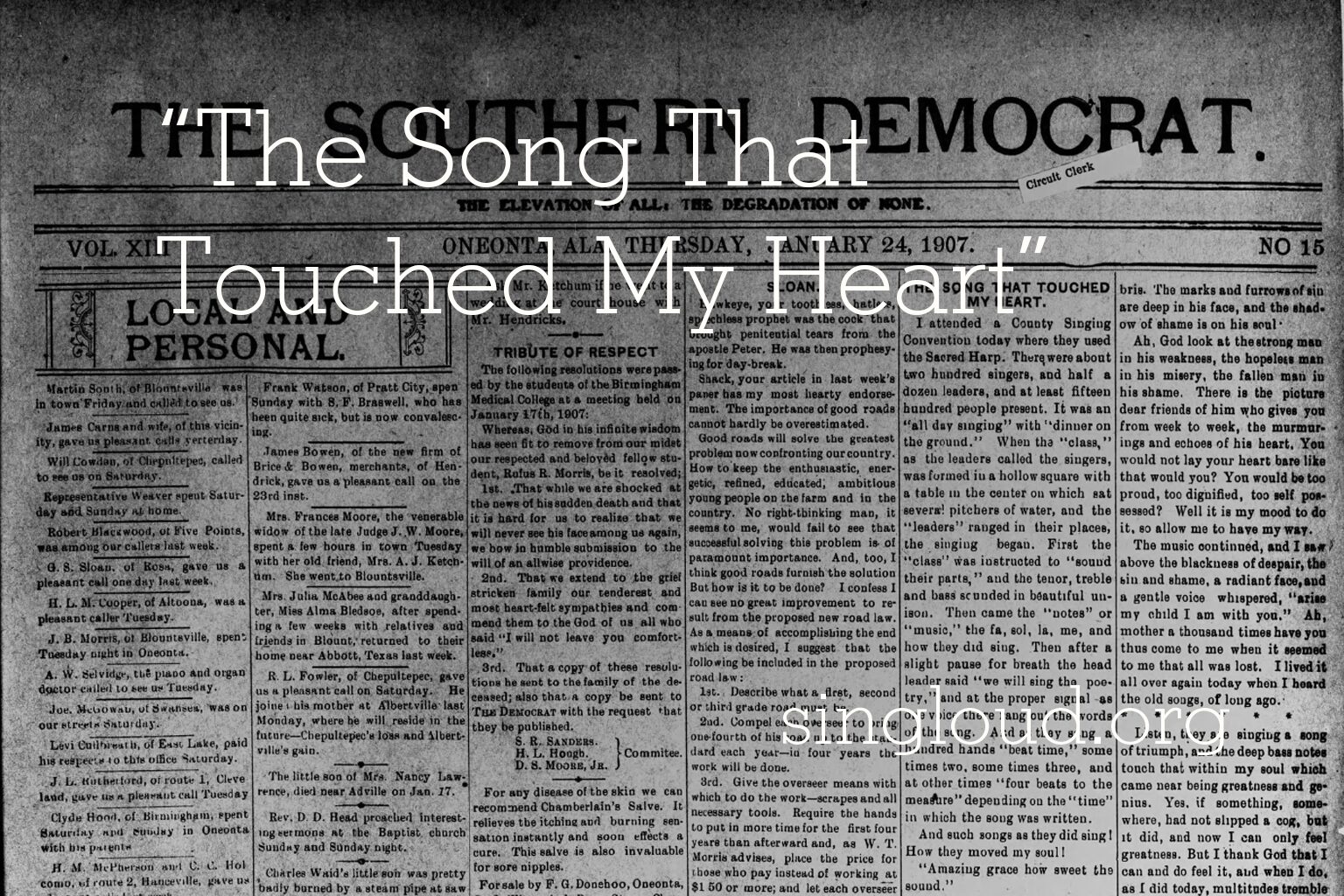 “The Song That Touched My Heart” (1907)