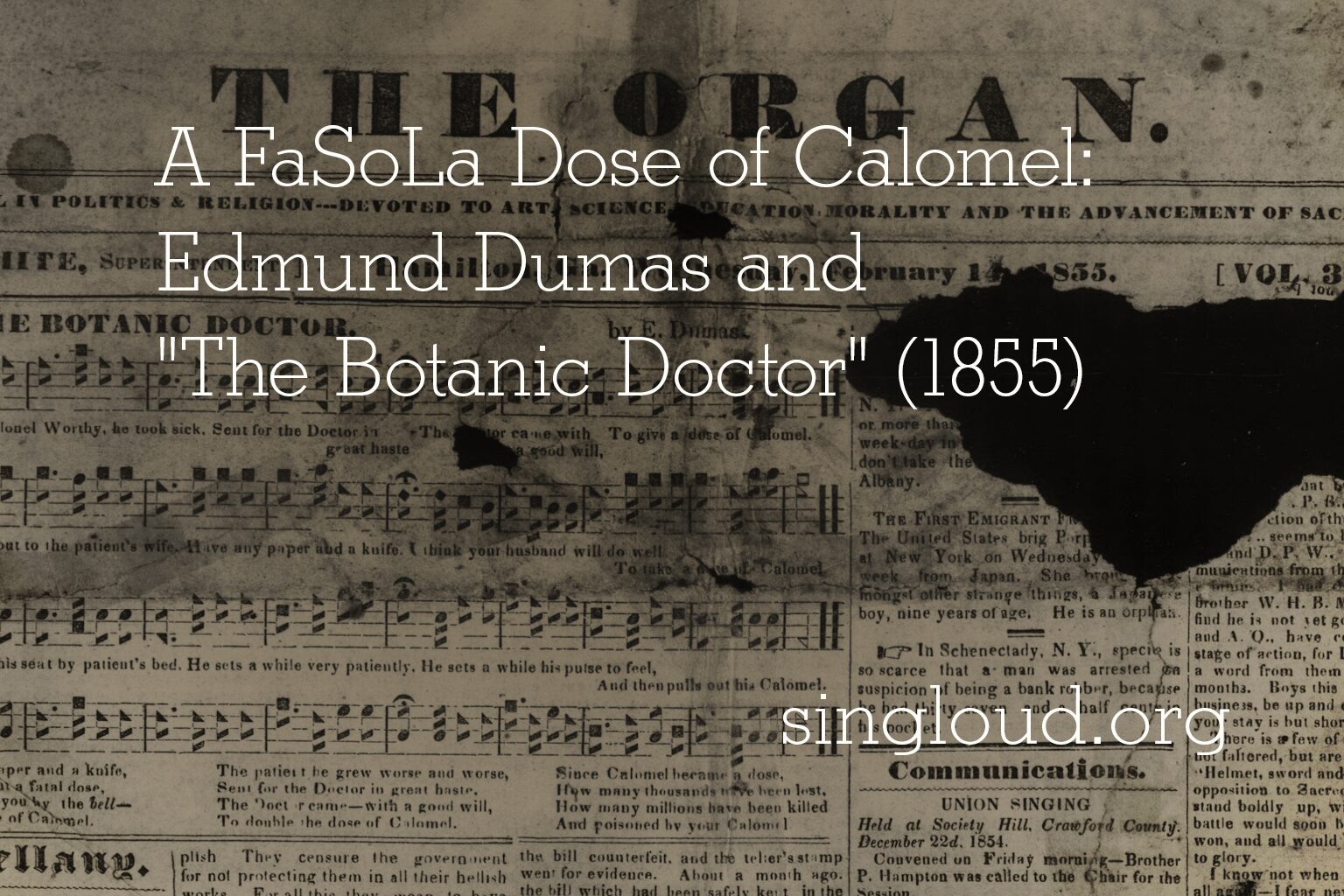 A FaSoLa Dose of Calomel: Edmund Dumas and “The Botanic Doctor” (1855)
