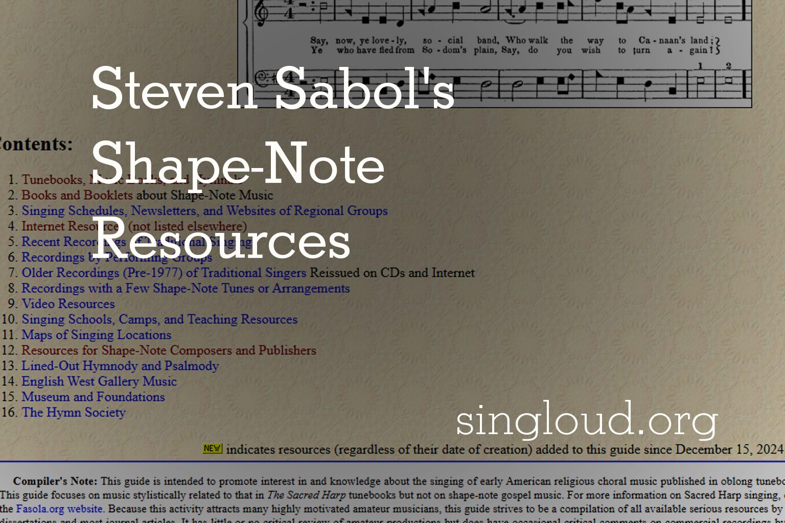 Steven Sabol’s Shape-Note Resources